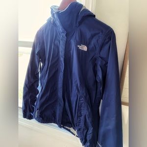 THE NORTH FACE Jacket WOMENS Medium Hyvent Navy Blue Hooded Rain Full Zip.